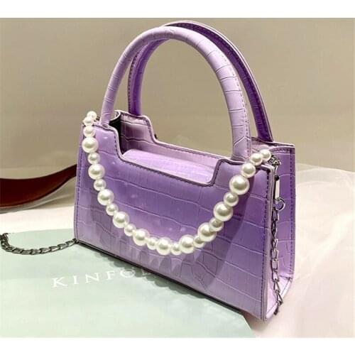 Stone Pattern Small Crossbody Bags 2021 New PU Leather Womens Designer Handbag Pearl Design Gradient Shoulder Bag Purses
