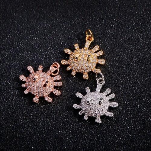 Charm Fashionable Precious Cute Micro Pave Alloy Sun Necklace Pendant DIY Jewelry Accessories
