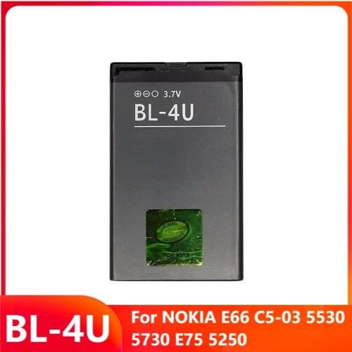 Original Replacement Phone Battery BL-4U For NOKIA E66 C5-03 5530 5730 E75 5250 BL-4U Genuine Rechargable Batteries 1110mAh