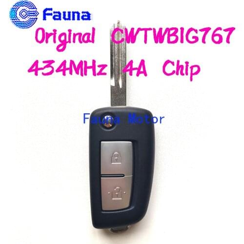 Original 2Button 434Mhz FSK Remote Control Key for Nissan X-TRAIL JUKE QASHQAI with Hitag-AES PCF7961M 4A chip CWTWB1G767