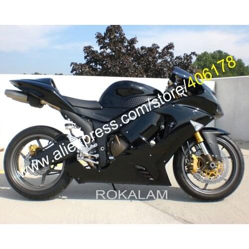 All Black For Kawasaki Ninja ZX6R ZX 6R 05 06 ZX-6R 2005 2006 ZX-6R ABS Plastic Road Fairing (Injection Molding)