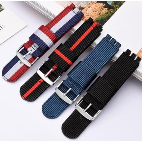 High quality nylon strap mens and womens strap suitable for swatch concave and convex 17 19mm strap canvas strap gift tool