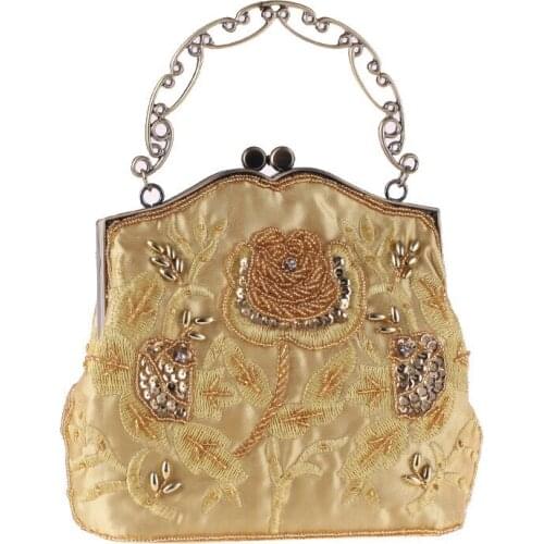 Luxury Retro Beaded Embroidery Bridal Handbag Vintage Bride Evening Clutch Purse Women Bags