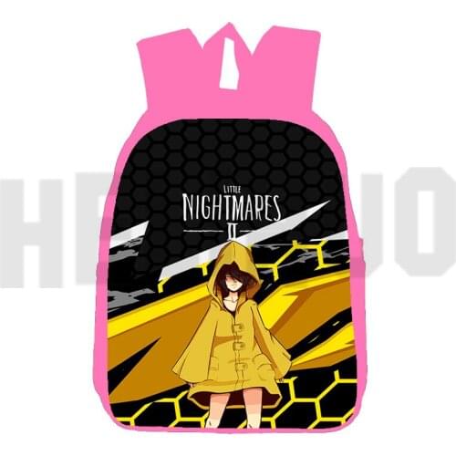 3D Anime Little Nightmares 2 Backpacks Pink Knapsack for School Teenagers Girls Cartoon 12/16 Inch Plecak Unisex Travel Bag