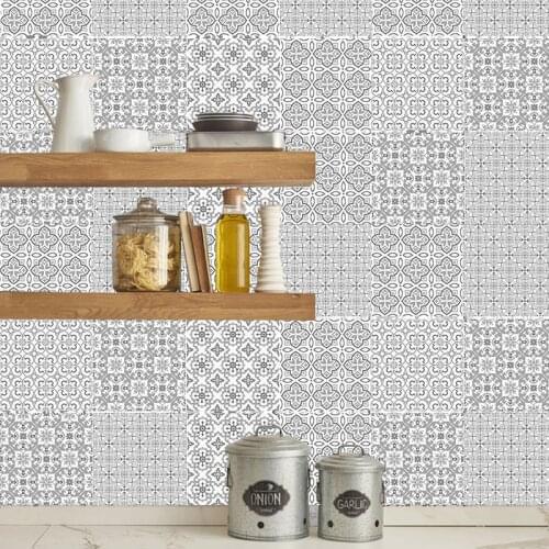Grey geometric Style DIY Mosaic Wall Tiles Stickers Waist Line Kitchen Adhesive Bathroom Toilet Waterproof H1115