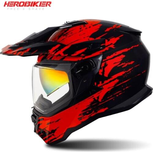 Motocross Helmet For Men Four Seasons Breathable Riding Casco Off-road Double Lens Large Size L-3XL ECE Certification