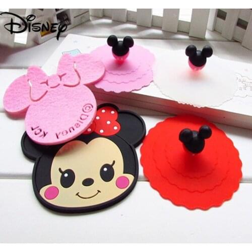 Disney Cartoon Mickey Sealed Silicone Non-toxic Leak-proof Cup Simple Cute Cover Dust-proof Cover Coaster