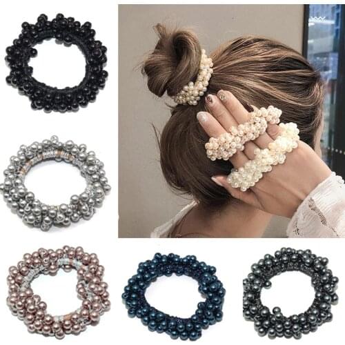 Korean Elegant Simulated Pearl Elastic Hair Bands For Women Scrunchie Fashion Hair Ties Ponytail Holder Girls Hair Accessories