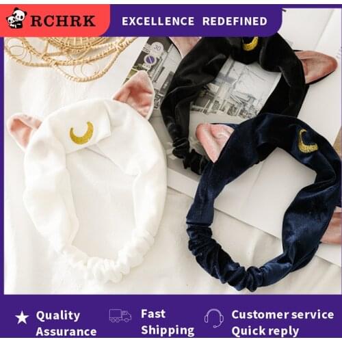 2021 Sailor Moon Cat Ears HairBand Hair Accessory Headband Anime Cosplay Cute Face Washing Makeup Tool Lolita Headwear For Women