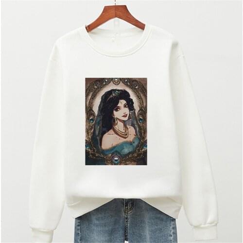 Princess Print Women Sweatshirt Disney O-Neck Female Clothes Streetwear Pullovers Hoodies Dropship Shirts Harajuku Shirt