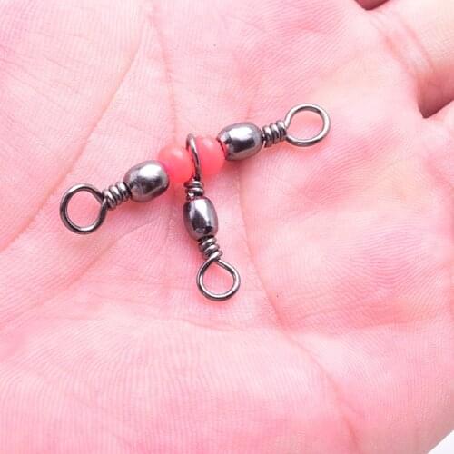 10PCS/Lot Fishing Rolling Brass Barrel 3 Way Swivels Fishhook Lure Line Connector Solid Ring Fishing Tackle Accessories