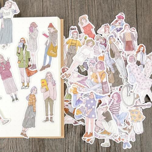 100pcs/pack lovely girls Stickers scrapbooking hand book Waterproof fashion girl sticker for Laptop children kids notebook