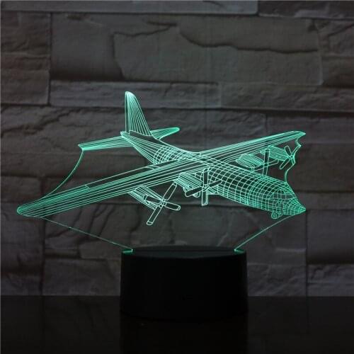 USB 3D Table Lamp Airplane LED Night Light Touch Switch Nightlight Kids Room Birthday Party Decoration Cool Gift Bluetooth Base