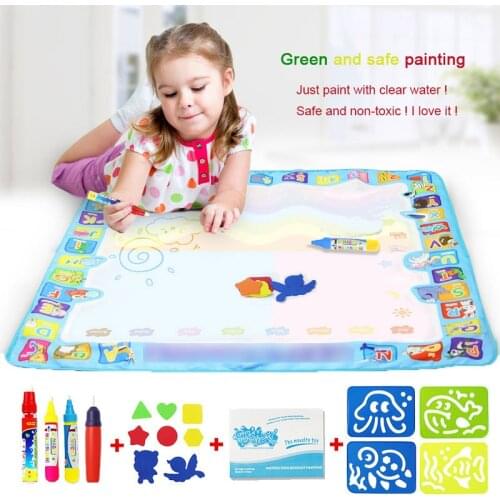 4 Types Magic Water Drawing Mat & Water Pen Drawing Board Coloring Painting Board Educational Toys Kids Baby Play Mat