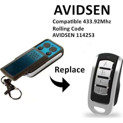 433.92MHZ Remote Control AVIDSEN 114253 Garage Door Opener Remote Control Copier Clone Rolling Code Car Key
