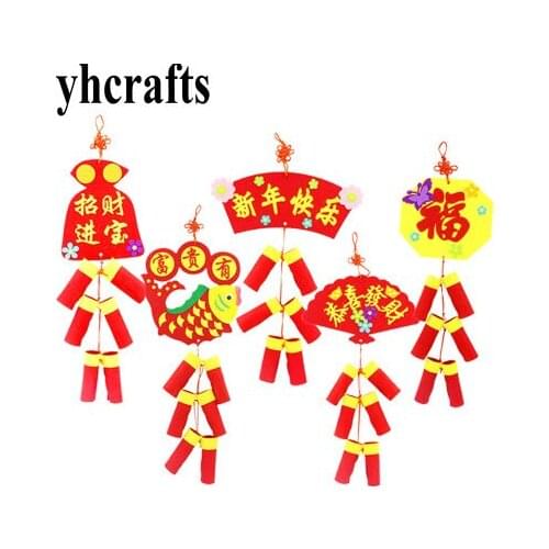 5PCS/(5 design)/Lot.Chinese FU Spring festival felt craft kits,Fabric crafts.Early educational toys.Kindergarten crafts.OEM