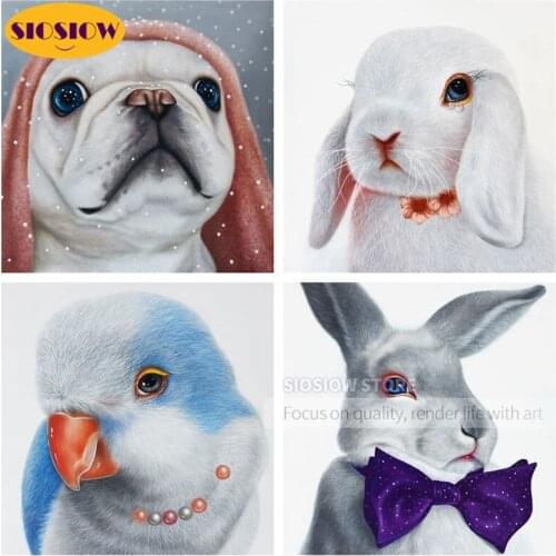 Full Square Drill Cartoon Animals DIY 5D Diamond Painting Cat And Dog Rabbit Daimond Embroidery Mosaic Rhinestone Gifts For Kids