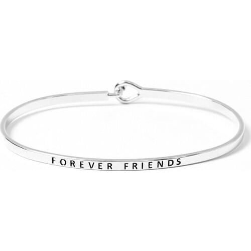 FOREVER FRIENDS Letters Bangle Fashion Jewelry Silver Rose Gold Color Cuff Bracelets & Bangles For Women Man Party Lovers' Gift