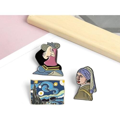 Van Gogh Enamel Pins The Starry Night Oil Painting Brooches Art Jewelry Artist Badge Pins for Backpacks Gift Women Men Wholesale