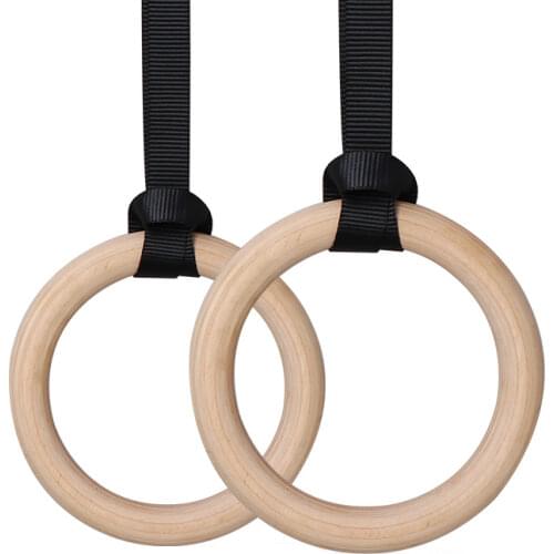 25/28/32mm Wood Gymnastic Rings w/ Adjustable Buckles 4.5m Straps for Kids Adults Home Gym Fitness Pull Ups Muscle Training
