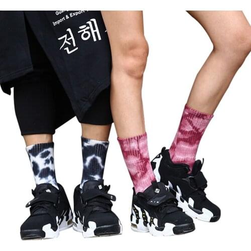 Women Unisex Novelty Colorful Tie-dyeing Skateboard Socks.Cotton Harajuku Hiphop Socks Sox Ethnic Couple Long Sock Meias