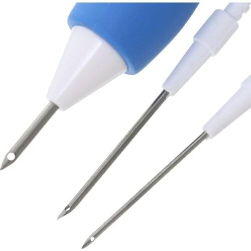 DoreenBeads ABS Three Sized Embroidery Stiching Punch Needle Pins Tool Set Blue 23cm x 12cm,1 Set 2015 new