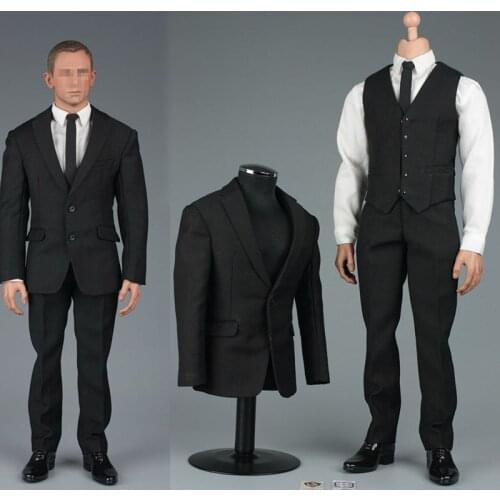 VORTOYS V1005 1/6 Black British Gentleman Suit Male Soldier Clothes Set Fit 12'' Action Figure Body Dolls