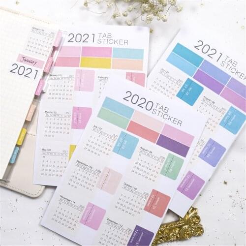 2021 Calendar Agenda Planner Mark Stickers Kawaii Stationery Label Mark Calendar Schedule Sticker Organizer Office Supplies
