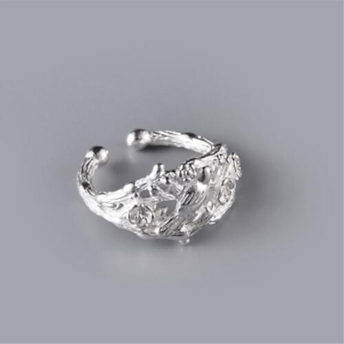 925 Sterling Silver Literary BirdTemperament Personality Branch Fashion Simple Korea Female Resizable Opening Rings SRI162