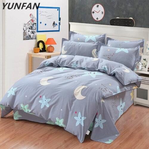 Modern Brief Stars Cartoon Bedding Set 4 pcs 100% Cotton for Children/Kids Queen king Size Bedroom Bed Linen Duvet Cover Sets