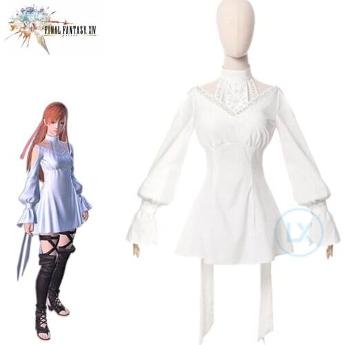Game FINAL FANTASY XIV FF14 Cosplay Costume Ryne Minfilia White Cute Lace Dress Game Cosplay Women Christmas Party