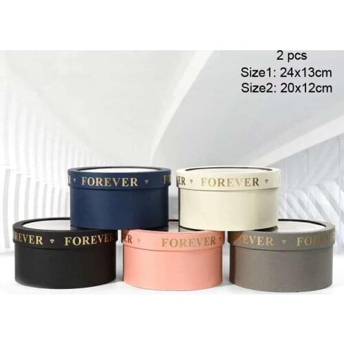 2pcs Circular Gift Box With Transparent Window For Wedding Birthday Party Valentine Decorative Packaging Flowers Gifts Boxes