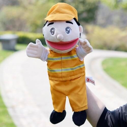 Mouth-opening Hand puppets driver waiter salesman Dolls Pretend Play Set Dolls Family for Children Kids Figure Toy House Gift