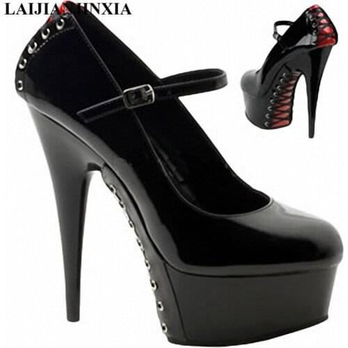 LAIJIANJINXIA New Womens Single Shoes Sexy Womens Pole Dance Shoes Shoes Cross Bandage 15cm High Heels Dance Pumps