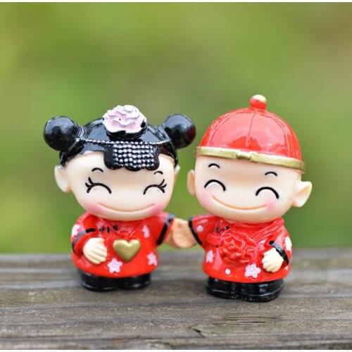 Lover Vintage China Bride Groom Miniature Garden Home Houses Decoration Mini Craft Micro Landscaping Decor DIY Accessories
