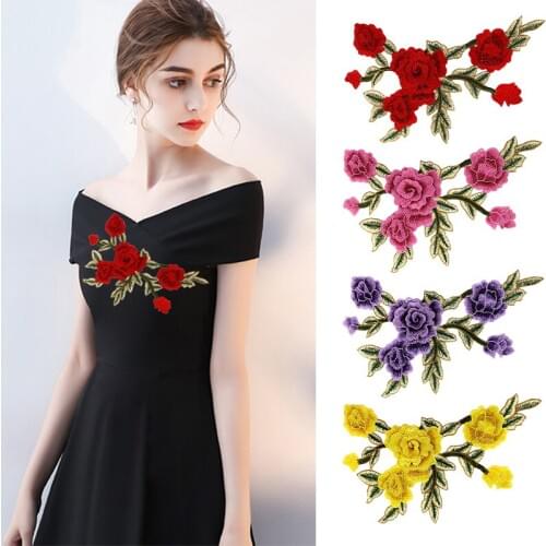 Fashion wild decoration embroidery rose applique national wind clothes accessories hole repair decoration