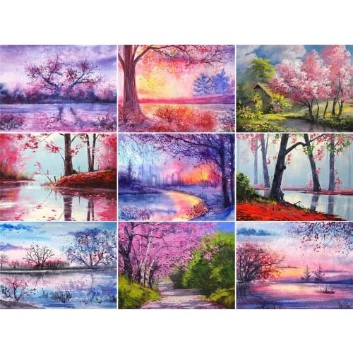 5D DIY Diamond Painting Landscape Cross Stitch Kit Full Drill Square Embroidery Scenery Mosaic Art Picture of Rhinestones Decor