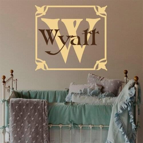 Wall Decal for Nursery Children Room Vinyl Sticker Home Murals Decor Initial Lettering Custom Boys Name Baby Family Decor HY1325