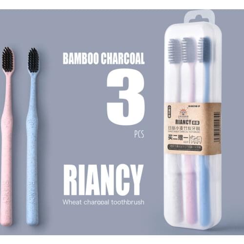 Portable Toothbrush Holders Suit With 3Pcs toothbrushes Plastic Travel washware storage box Bamboo charcoal toothbrush Boxed