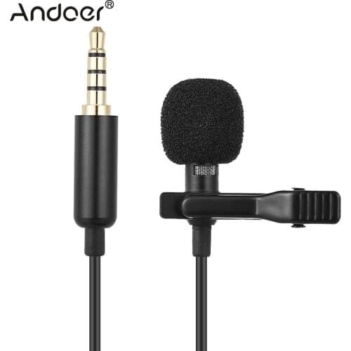 Andoer EY-510A Mini Portable Clip-on Lapel Lavalier Condenser Mic Wired Microphone for iPhone Mobile Phone DSLR Camera Laptop