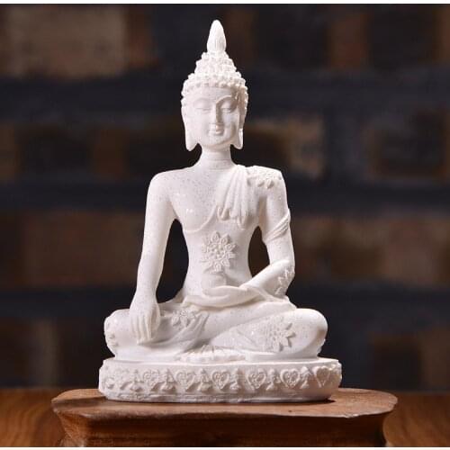 Nature Sandstone Thailand Buddha Sculpture Hindu Fengshui Figurine Meditation Miniature Home Decor
