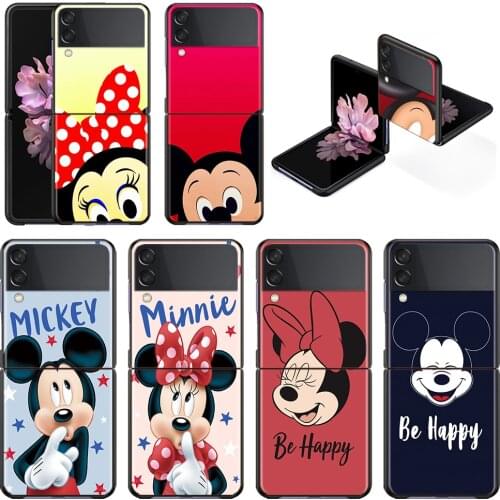 Disney Minnie Mouse Happy Shockproof Cover for Samsung Galaxy Z Flip Flip3 5G Black Phone Case Shell Hard Fundas Coque Capa