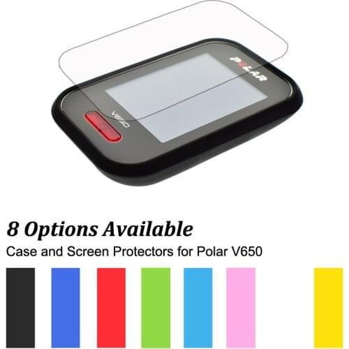 Rubber Protect Skin Case + Clear Screen Protectors Shield Film for Cycling Computer GPS Polar V650 Muti-Colors