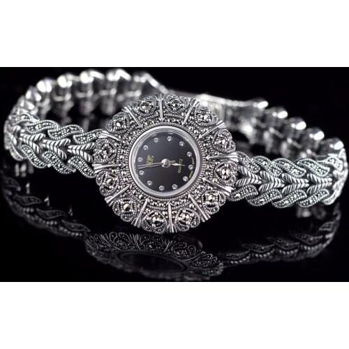 Hot Sale Silver Watch Top Brand Limited Classic S925 Silver Jewelry Watch Real Pure Silver Bracelet Watches Real Silver Bangle