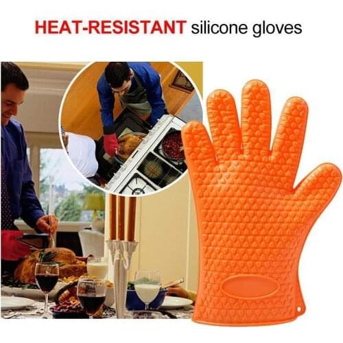 185g Silicon Heat Resistant Oven Mitts Oven Gloves For Cooking Baking BBQ Non-Slip Kitchen Oven Mitts Potholders For Kitchen