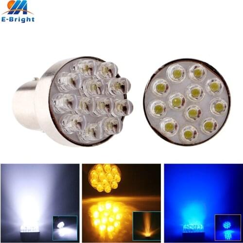 2pcs 12V White P21W 1156 BA15S 12 SMD 1157 BA15D 12 Led Bulbs 120LM Backup Tail Light Turn Signal Parking Lights Indicator Car