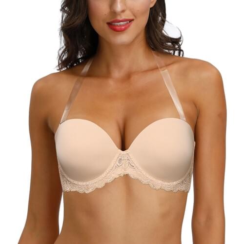 YANDW New Thin Cup Unpadded Women Sexy Bras Halter Strapless Lace Bralette Minimizer Brassiere Underwire Plus Size Underwear