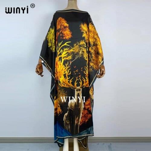 2020 Floor Length Batwing Over Size Colorblock Print Collar Elegant Knit long-sleeve Dress Womens Spring Fashion ClothingCaftan