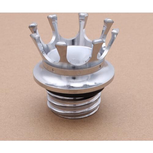 1pcs Cafe Racer Silver Aluminum Flush Right-hand Thread Reservoir High King Crown Style Gas Cap Vented Fuel Tank For Harley Bob