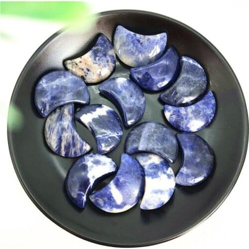 1pc Natural Blue Sodalite Moon Shaped Crystal Gemstone Healing Chakra Polished Natural Stones and Minerals